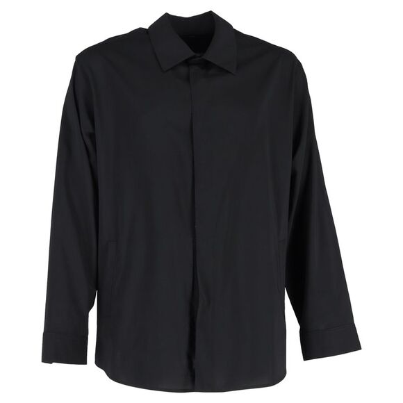 Giorgio Armani Hidden Button Long Sleeve Shirt in Black Cotton